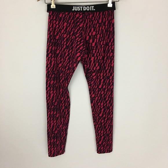 Nike Pink Black Logo Spell-Out Leggings Size M - Picture 3 of 6